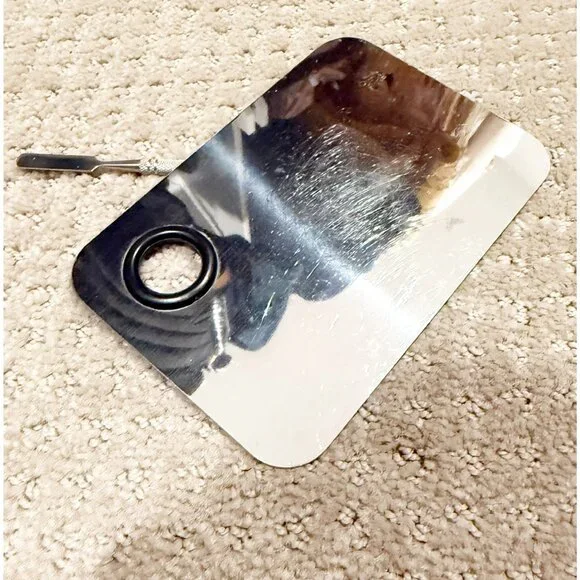 Stainless Steel Square Pro Ladies Makeup Board Cosmetic Palette w Spatula Tool - Picture 3 of 5